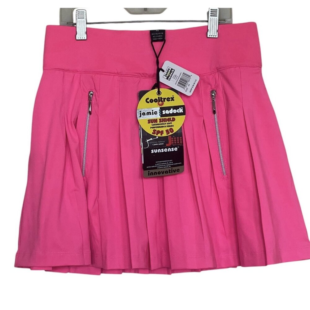 Jamie‎ Sadock Golf Skort Skirt Womens Size XS Pink Pleated Zipper Pockets